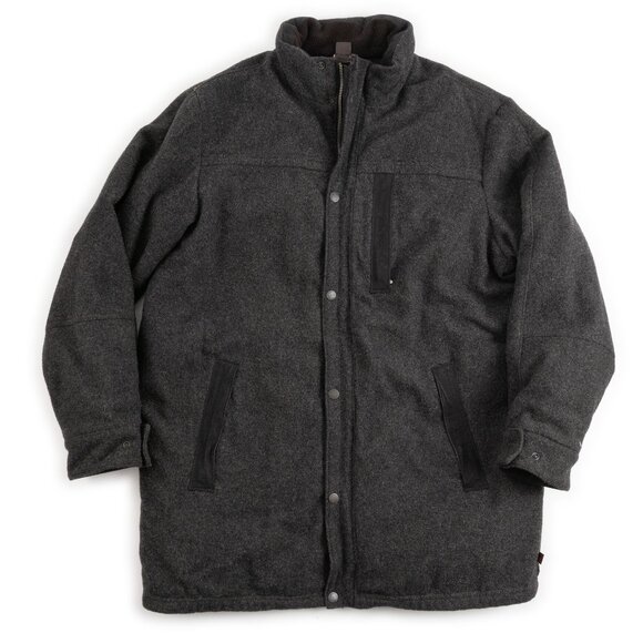 WOOLRICH Onyx charcoal grey heavy wool blend parka length winter jacket size L - Picture 1 of 14